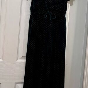 Mi Amore Black Velvet Maxi Dress with Gold Accents